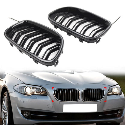 Glossy Black Front Kidney Grille W/ Light Strip For BMW 5 Series F10 F11 2010-16