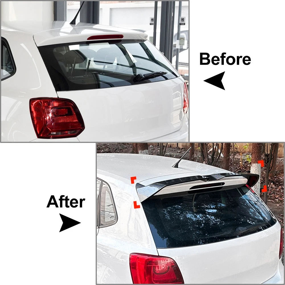Rear Trunk Spoiler Lip Roof Wing For VW Polo MK5 6R 6C 09-17 Carbon Fiber Black