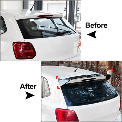 Rear Trunk Spoiler Lip Roof Wing For VW Polo MK5 6R 6C 09-17 Carbon Fiber Black