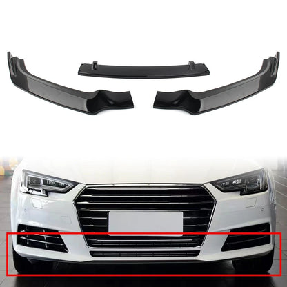 US 3pcs/set Front Bumper Lip Spoiler Kit For Audi A4 2017-2018 Glossy Black