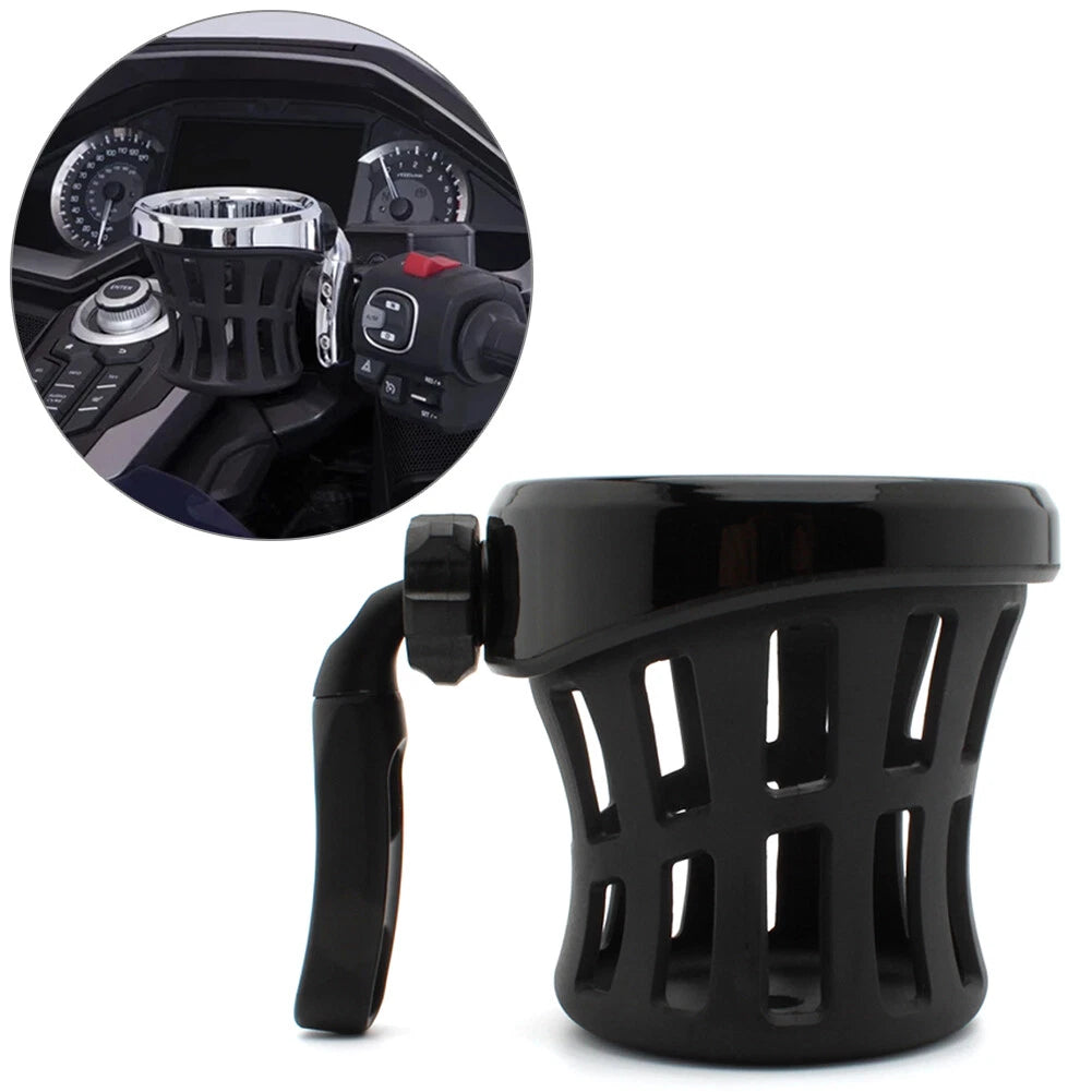 Handlebar Cup Holder Mount Drink W/ Mesh Basket Universal For Harley Black US