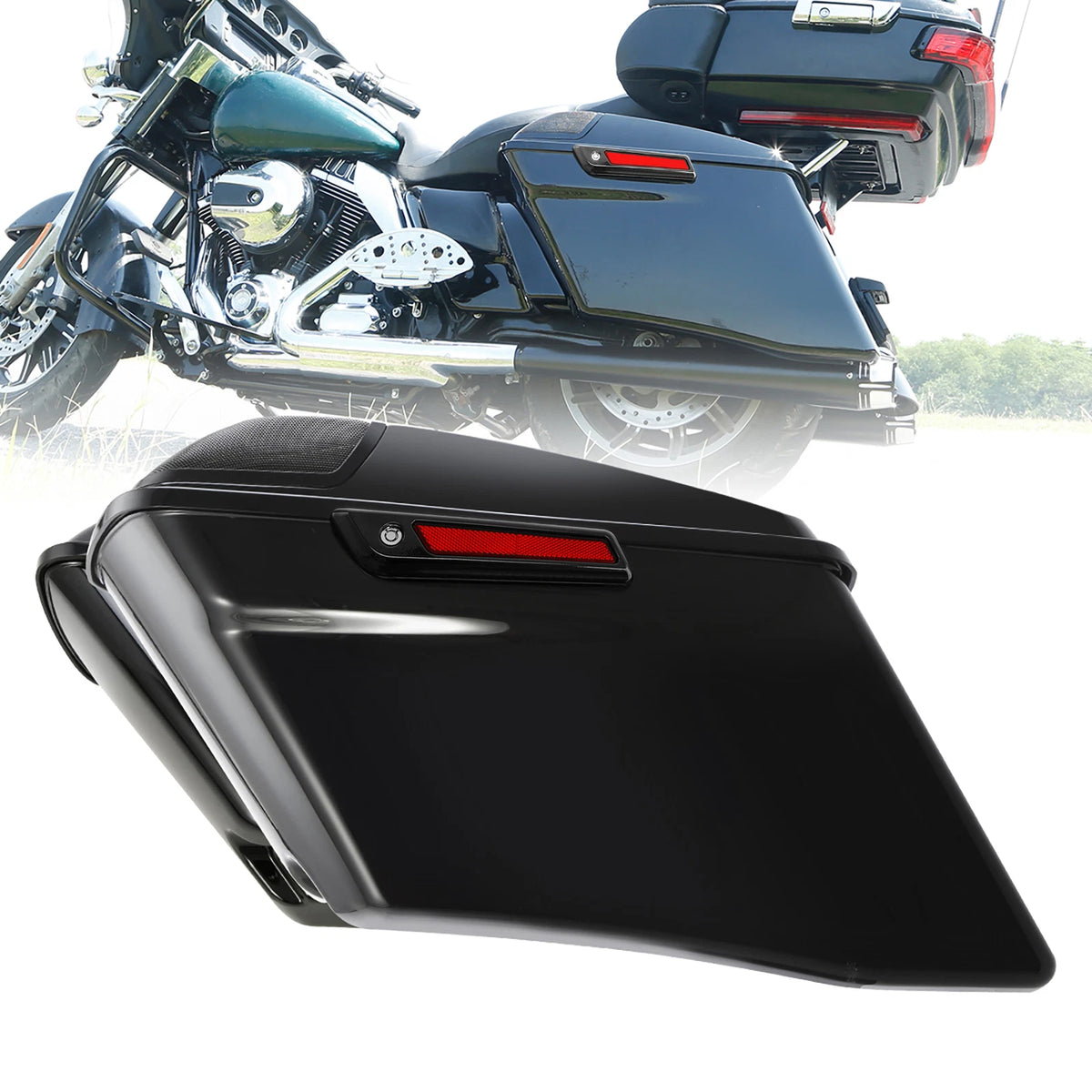 Vivid Black 4" Extended Hard Saddlebags Fit For Harley Touring Models 2014-Up US