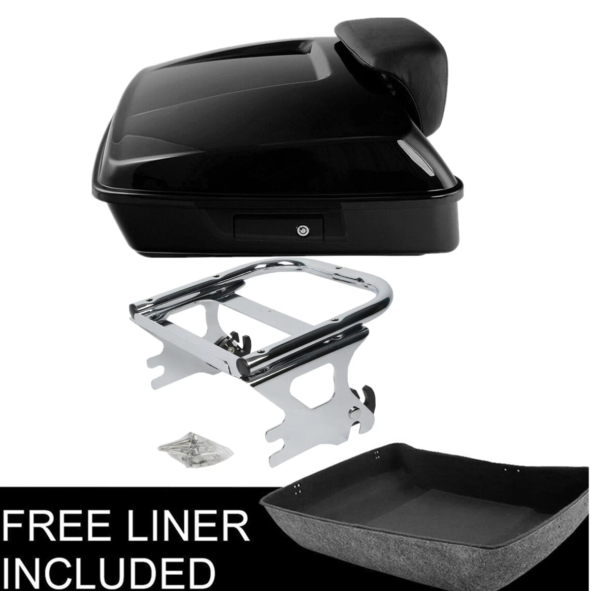 Black Chopped Trunk Pack Mount Rack Fit For Harley Touring Street Glide 1997-08