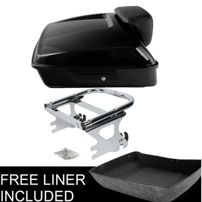 Black Chopped Trunk Pack Mount Rack Fit For Harley Touring Street Glide 1997-08