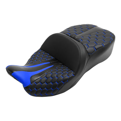 Driver Passenger Seat For Harley Touring Street Glide Road King 09-23 Black Blue