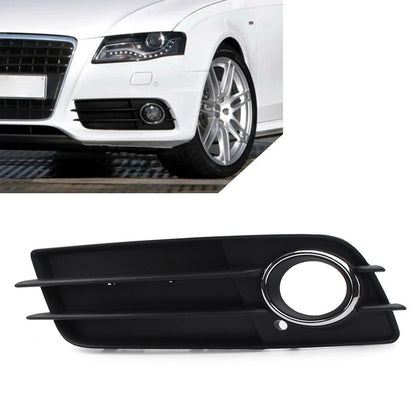 Left Front Bumper Fog Light Grille Cover W/Chrome Ring For Audi A4 B8 S4 2008-12