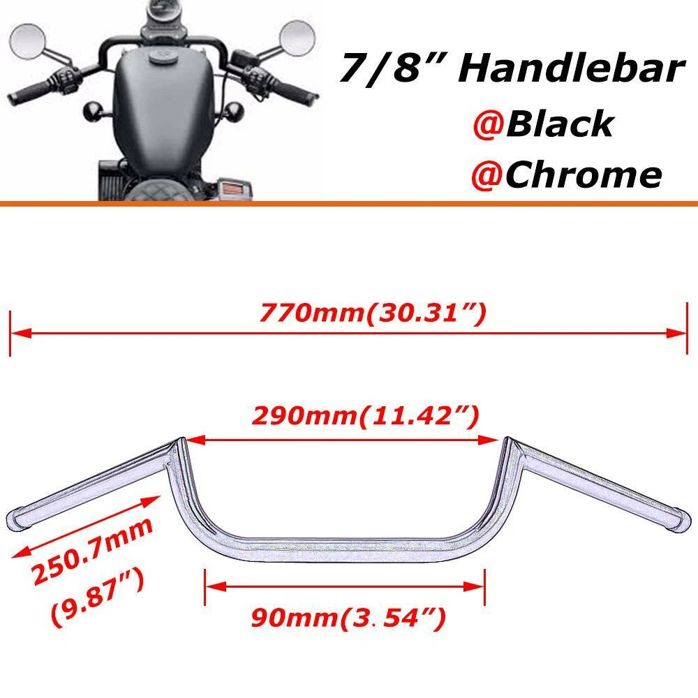 Universal 7/8" Motorcycle Drag Bar Handlebar Fit For Cruiser Chopper Cafe Racer