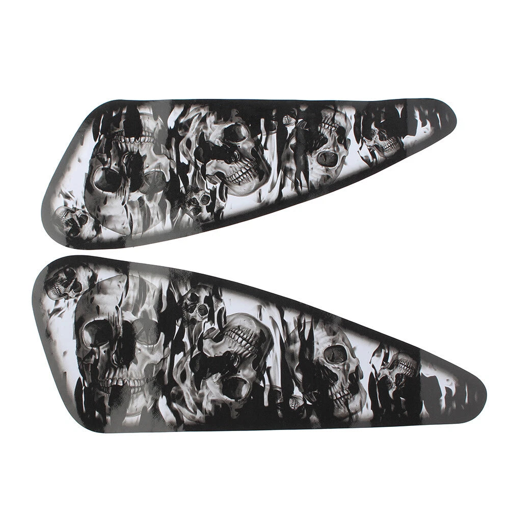 Fuel Gas Tank Decals Skull Stickers For Harley XL883 1200 Motor Pair Black USA