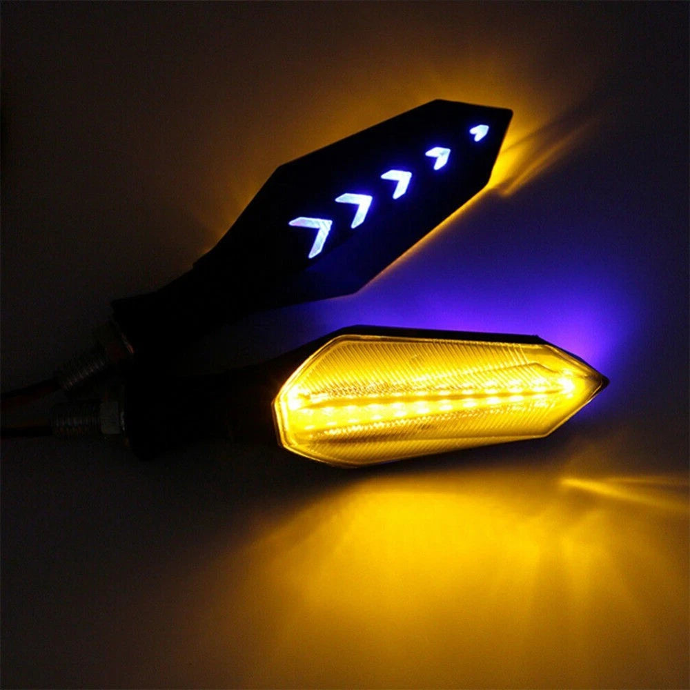 Universal Motorcycle Turn Signals Blinker Lights Amber Flowing For Honda Suzuki