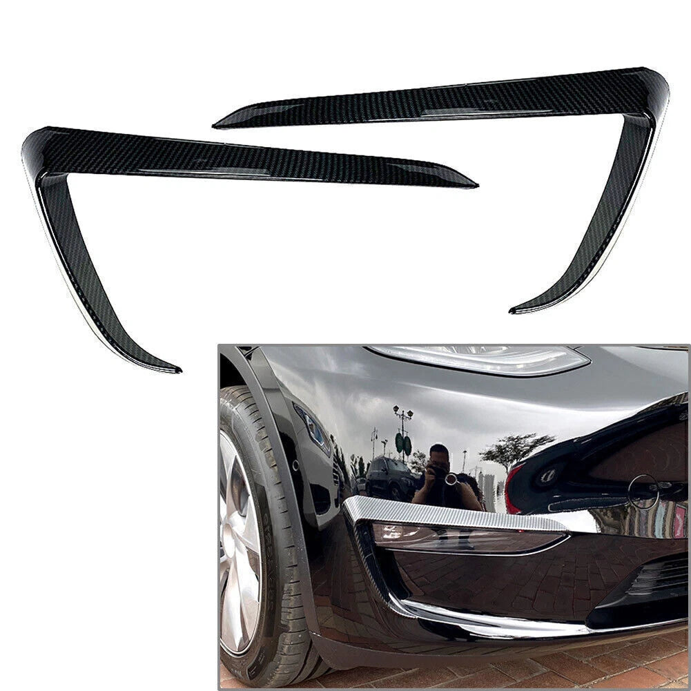 Front Fog Light Lamp Eyebrow Cover Trim Carbon Fiber For Tesla Model Y 2020-2023