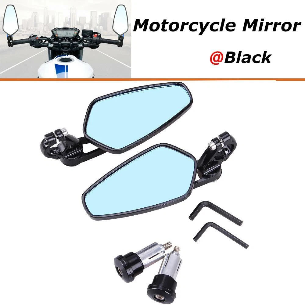 7/8" Motorcycle Handle Bar End Rearview Side Mirrors For Yamaha Honda Suzuki