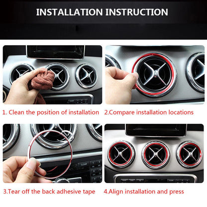 For Mercedes Benz C Class W205 AC Air Vent Outlet Inner Ring Cover Trim Red 7Pcs