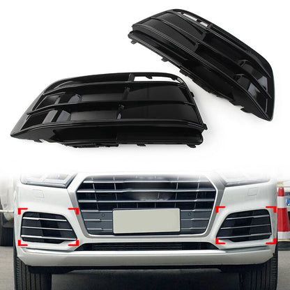 1 Pair Black Front Bumper Fog Light Grille Cover For Audi Q5 SQ5 2018-2022