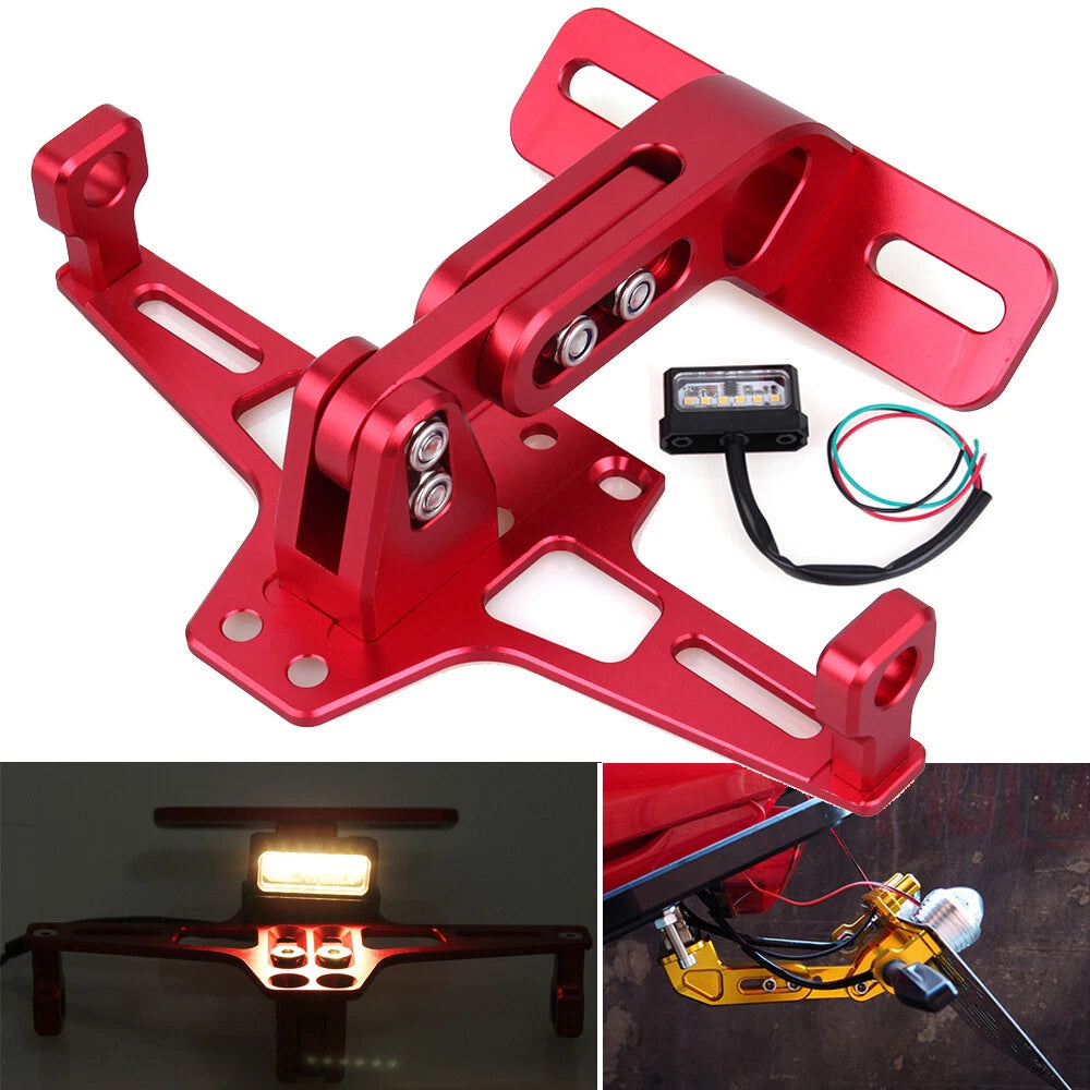 Motorcycle License Plate Bracket Fender Eliminator Kit Tail Tidy Mount LED Light