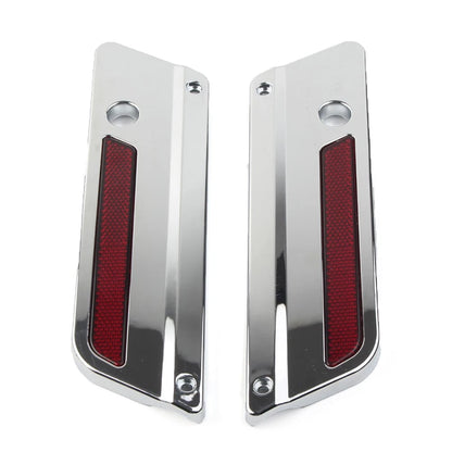 Saddlebag Latch Plate Cover W/ Red Reflector For Harley Touring 1993-13 Chrome