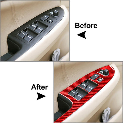 Carbon Fiber Window Lift Panel Switch Cover Trim For Honda Accord 2003-2007 Red