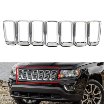 Front Grille Insert Cover Frame Grille Molding Chrome For Jeep Compass 2011-2017