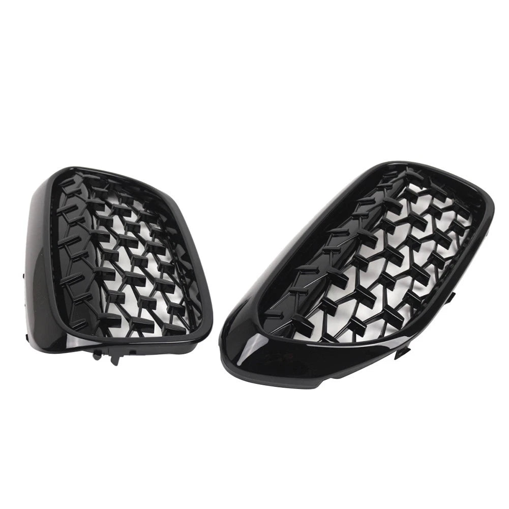 1 Pair Front Kidney Grille Glossy Black For BMW 5 Series G30 G31 2017-2019