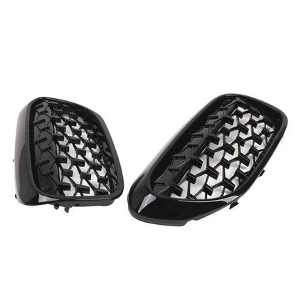 1 Pair Front Kidney Grille Glossy Black For BMW 5 Series G30 G31 2017-2019