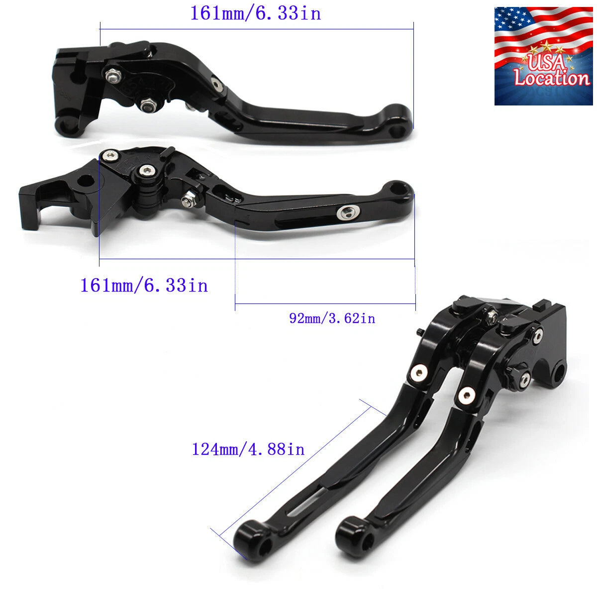 For Honda MONKEY Z125 2018-2024 Fold Extend Brake Clutch Levers Grips Black Set