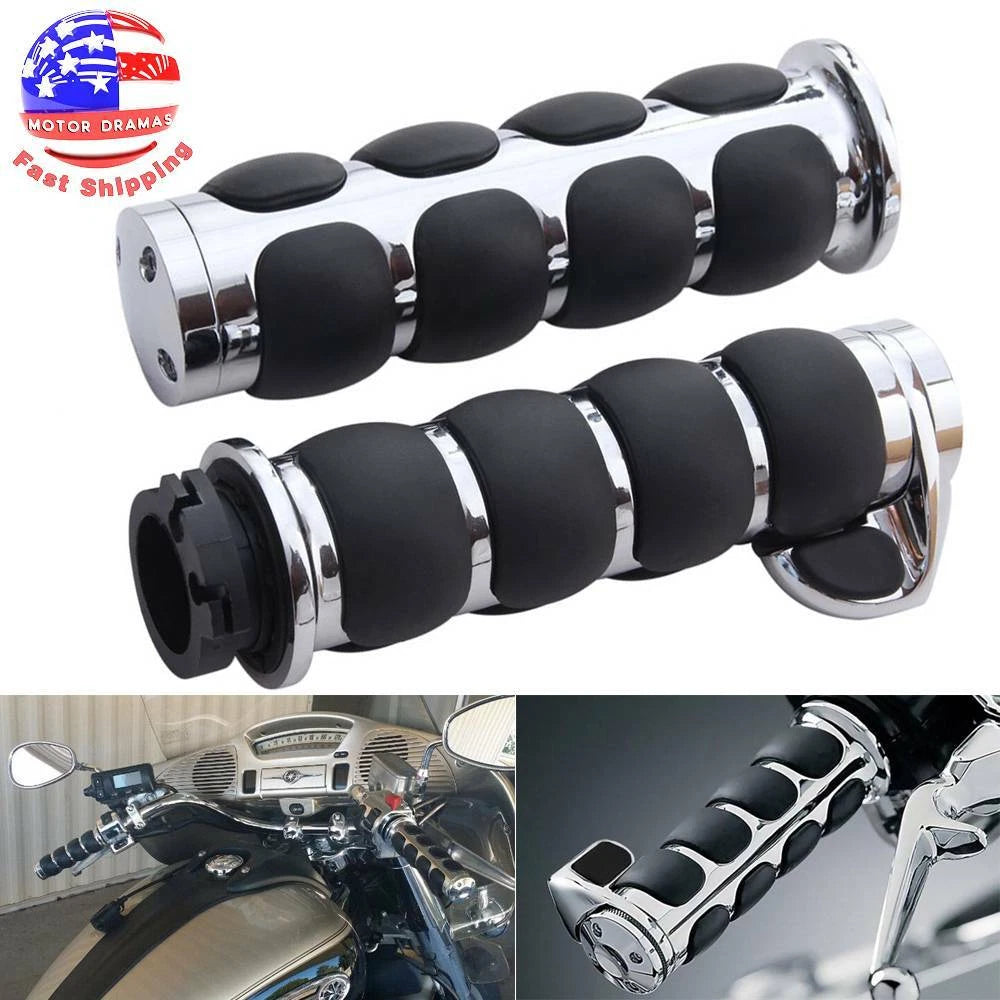 1" Motorcycle Handlebar Hand Grips w/ Throttle For Harley Honda Kawasaki Suzuki