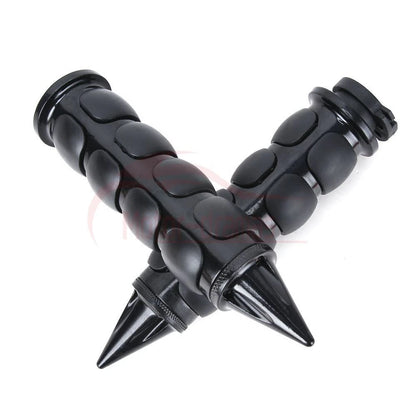 Black Cushion Motorcycle 1" INCH Spike Hand Grips Handlebar Throttle For Harley