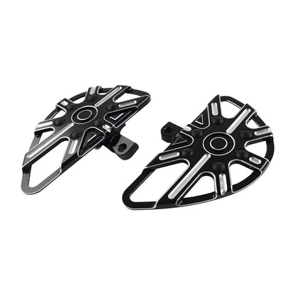 2x Black Motorbike Rear Passenger Footrest Floorboard For Harley Touring Softail