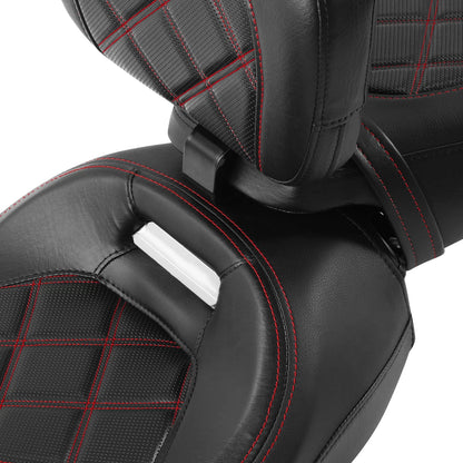 Driver & Passenger Seats Backrest Fit For Harley Electra Glide 2009-23 Black Red