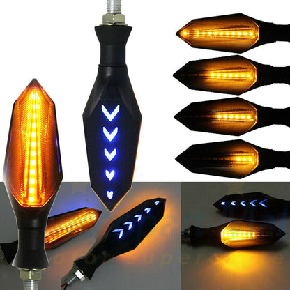 Universal Motorcycle Turn Signals Blinker Lights Amber Flowing For Honda Suzuki