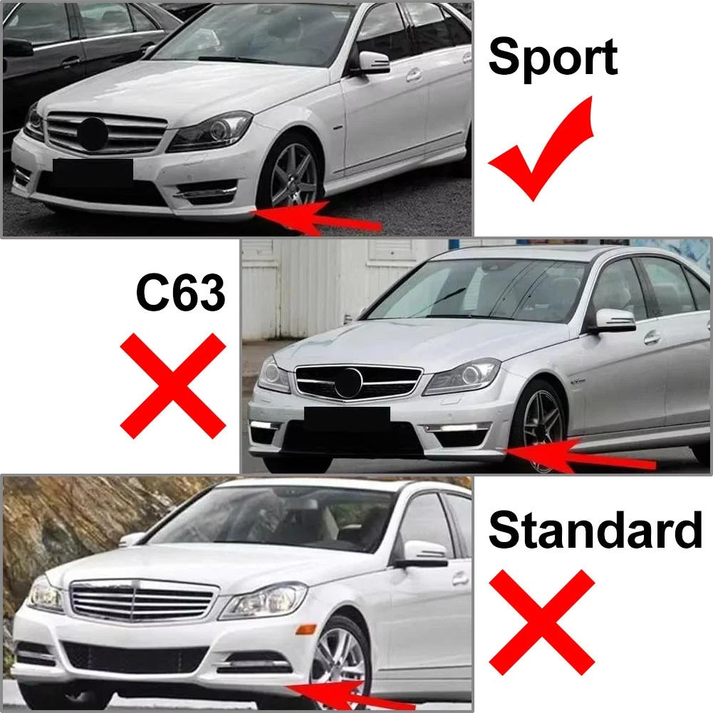 Front Bumper Spoiler For MBenz C Class W204 S204 Facelift 2011-14 Carbon Look