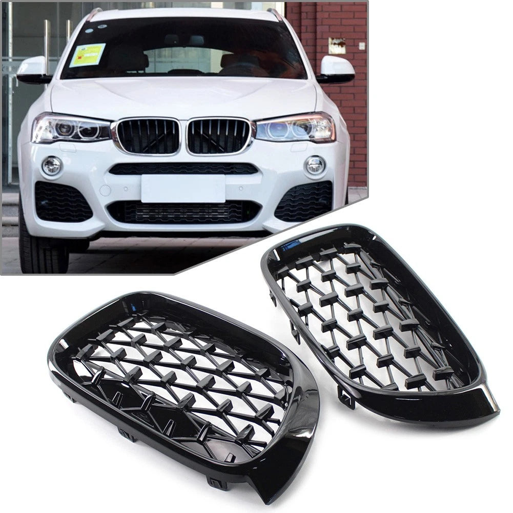 Meteor Front Kidney Grille Grill For BMW X3 F25 /X4 F26 2014-2017 Black