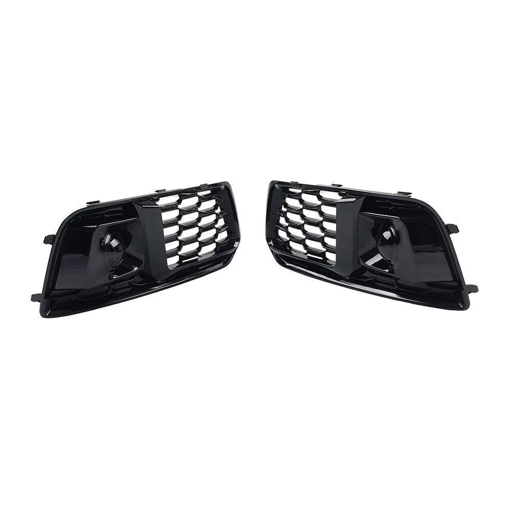 1 Pair Front Bumper Fog Light Grille Cover For Audi Q5 2018-2020 Glossy Black