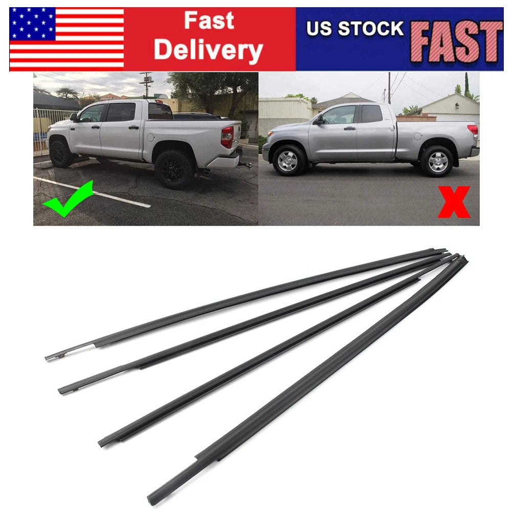 Window Moulding Weatherstrip Seal Belt fit Toyota Tundra CrewMax 2007-19 Car