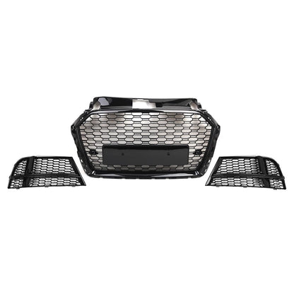 Front Honeycomb Grille With Fog Light Grille Cover Kit For Audi A3 2016-2019 US