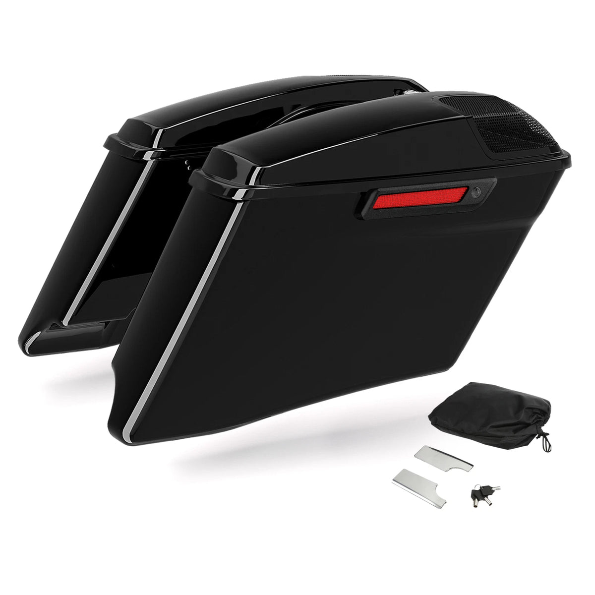 Vivid Black 4" Extended Hard Saddlebags Fit For Harley Touring Models 2014-Up US