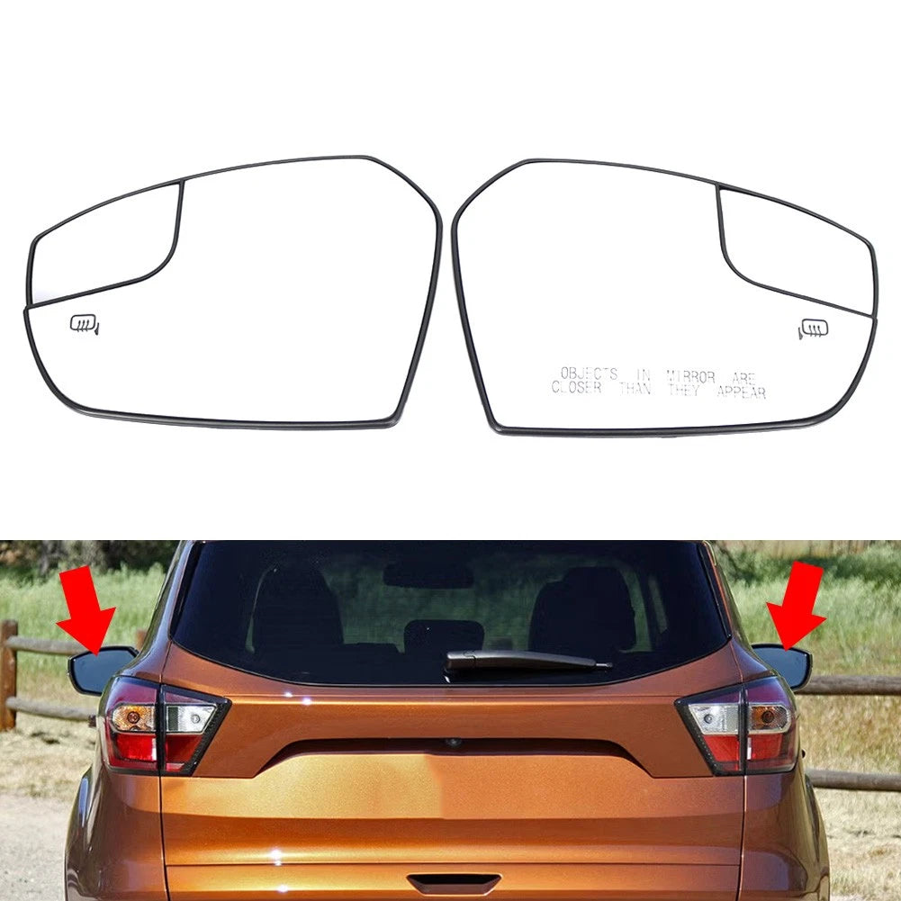 1 Pair Side Mirror Glass Heated Mirror Glass For Ford Escape 2017-2019