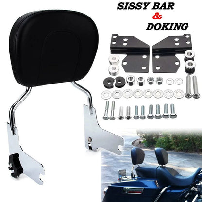 Passenger Sissy Bar Backrest+Front Docking Hardware Kit for Harley Touring 97-08