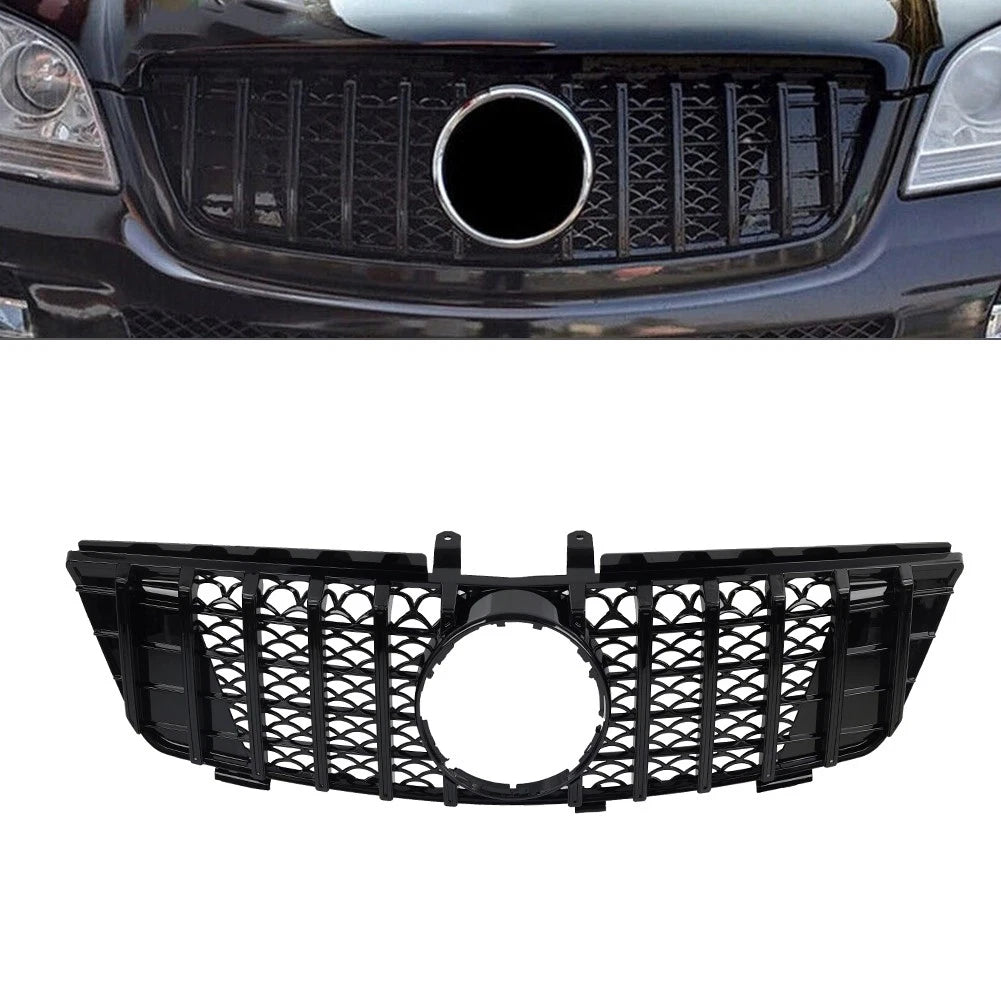 GTR Style Front Bumper Radiator Hood Grille Black For Benz ML Class W164 2005-08