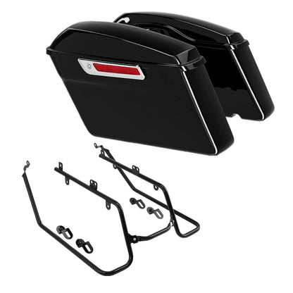 Hard Saddlebags & Conversion Brackets Kit For Harley Dyna Street Bob 08-17 Black