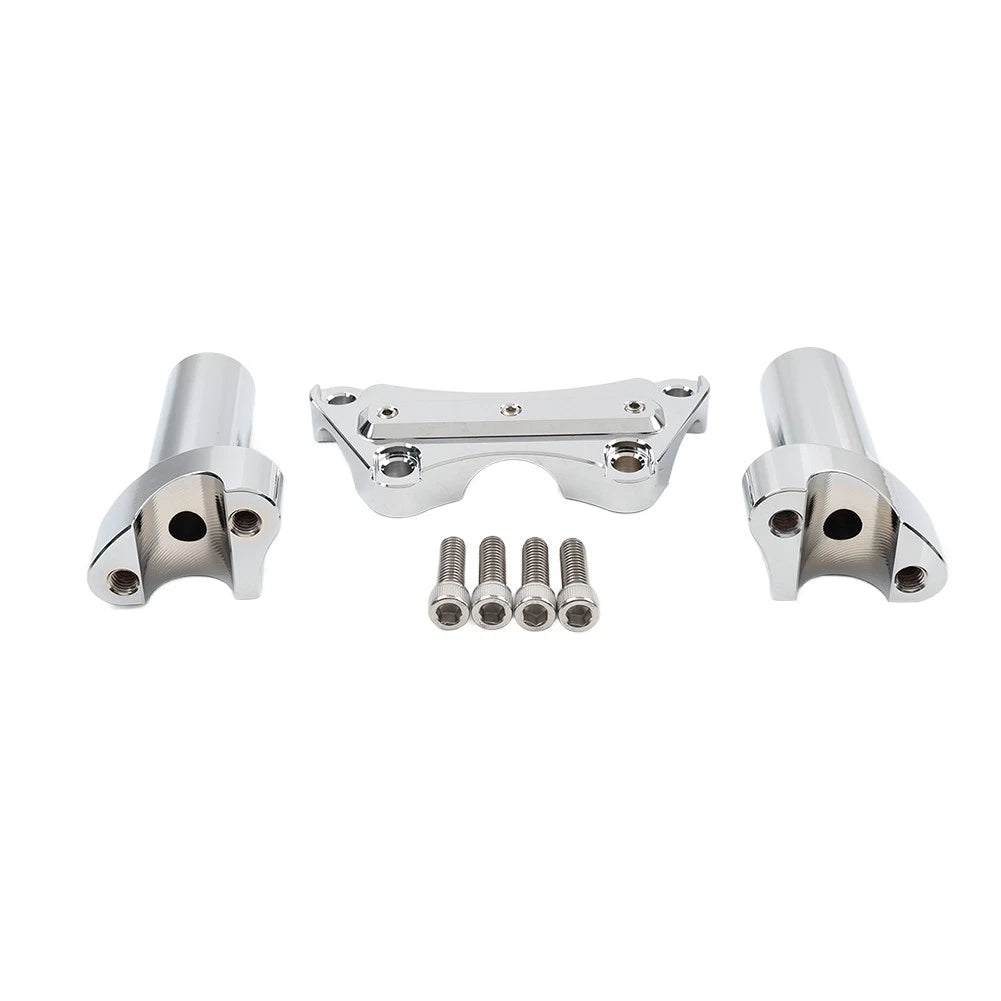 3.5" Straight Handlebar Riser & Top Clamp Chrome For Harley Dyna Tour Road Glide