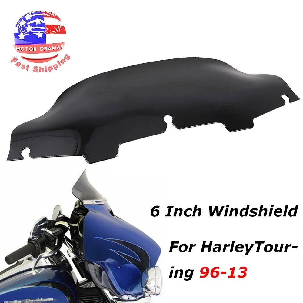 6" Wave Windshield Windscreen For Harley Touring Electra Street Glide 96-13 USA