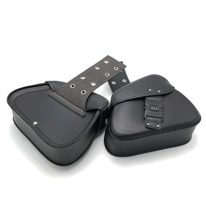 Password Lock Motorcycle Saddlebag For Harley Honda Rear Side Bags PU Leather