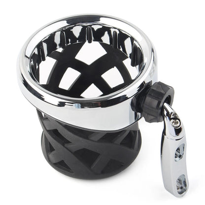 Motorbike Chrome Handlebar Cup Holder Drink W/Mesh Basket Universal For Harley