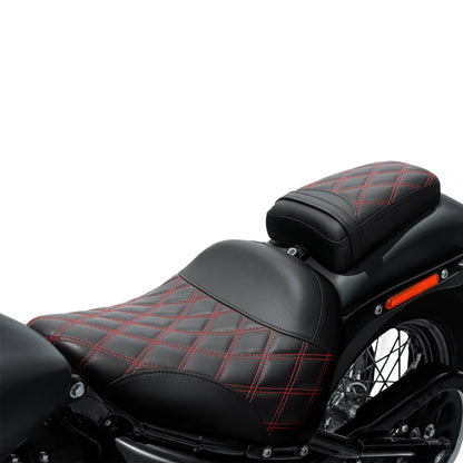 Rider Passenger Seat Fit For Harley Softail Street Bob Standard 18-Up Black Red