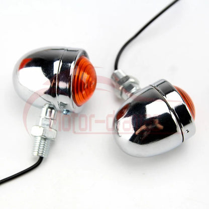 2x Chrome Motorcycle Turn Signals Bullet Blinker Indicator Light Amber Lamps 12V