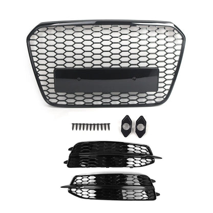 Front Radiator Grille With Fog Light Grille Cover Fit For Audi A6 S6 2012-14 US