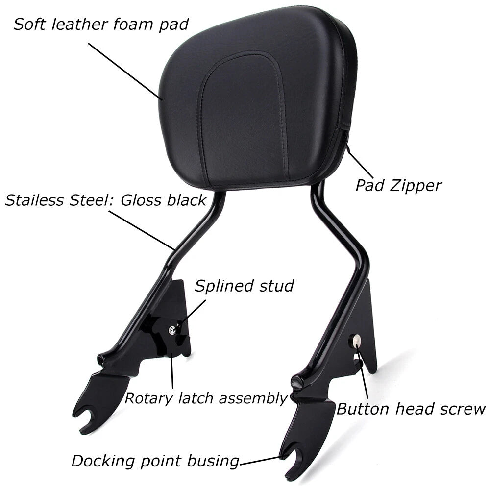 Backrest Sissy Bar & Two-Up Luggage Rack For 09-22 Harley Road King Street Glide