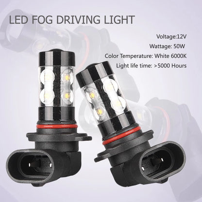 2pcs Car LED Fog Daytime Driving Headlights Lamp Bulbs Cool White H10 50W 6000K