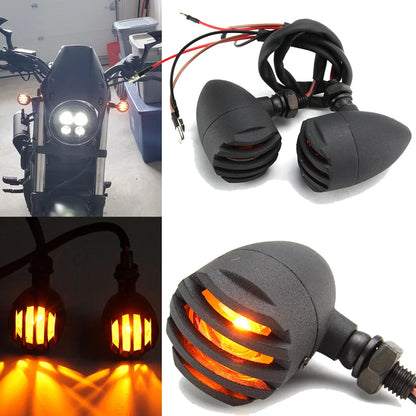 Motorcycle Grill Bullet Turn Signals Tail Light For Harley Honda Suzuki Kawasaki