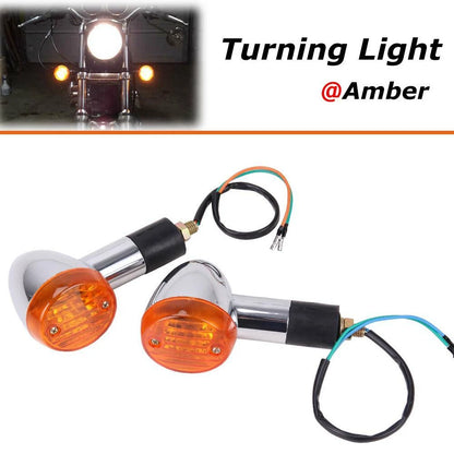 1 PAIR Chrome Amber Motorcycle Turn Signal Brake Blinker Lights For Harley USA